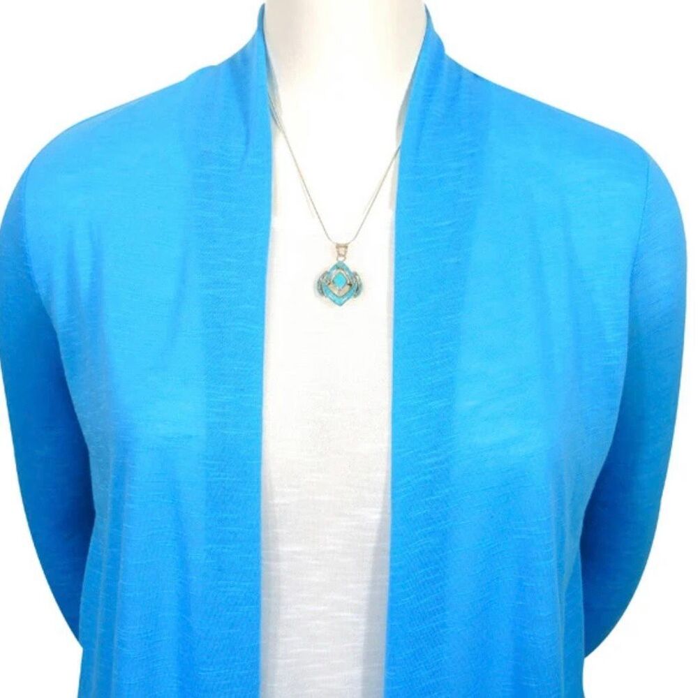 Vintage Style Sterling Silver Inlaid Turquoise Pendant Necklace Southwestern New - Picture 2 of 4